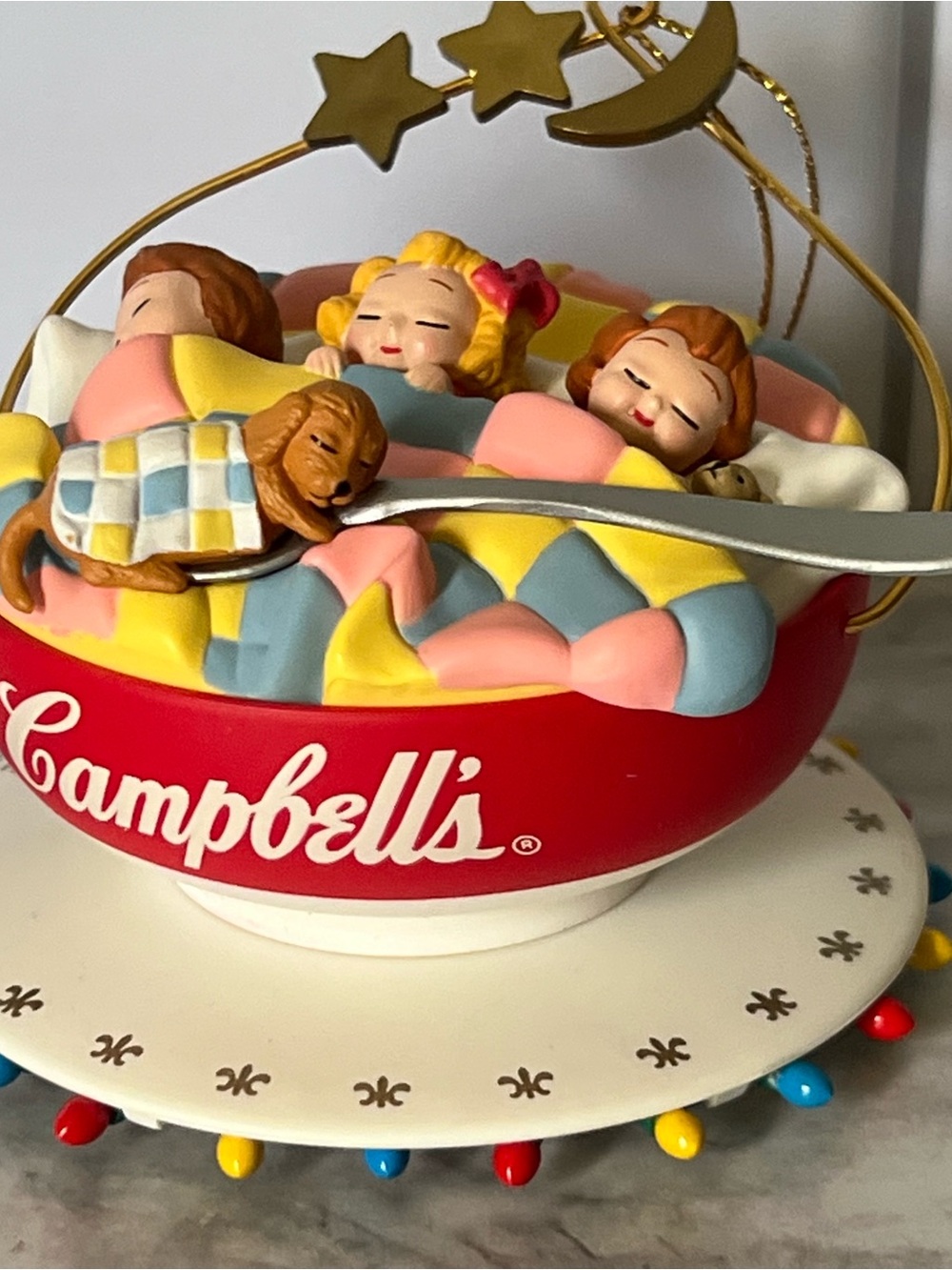 Vintage Campbell's Red Multicolor Kids in Bowl Ornament